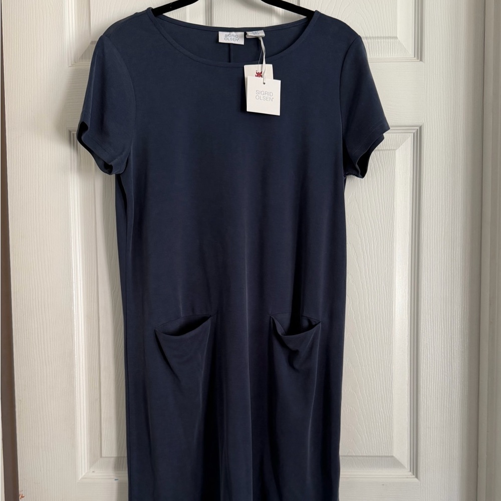 Sigrid Olsen Dark Blue Midi Dress M